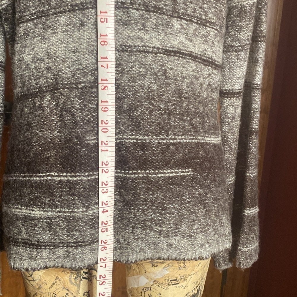 Marisa Christina Charcoal Grey Plaid Wool Sweater Cardigan Jacket size Large - Picture 7 of 9